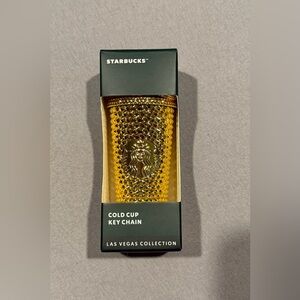 Starbucks Cold Cup Keychain Ornament - 2023 Gold Studded - Las Vegas - New!